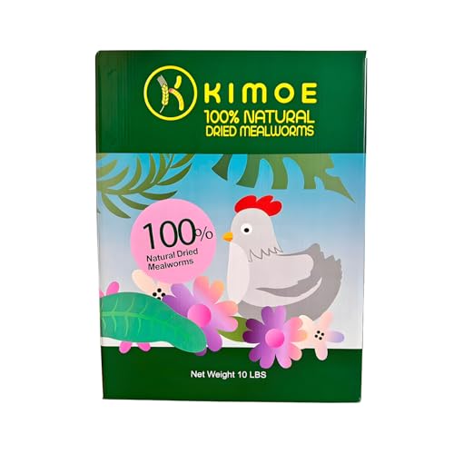 kimoe Non-GMO Bulk Dried Mealworms 10LB Bag for Chickens, Ducks & Wild Birds — 100% Natural High-Protein Feed to Boost Egg Production, Feather Health & Immunity - size: 10 Pound (Pack of 1)