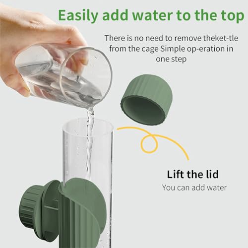 7.4 Fl Oz No Mess Bird Water Dispenser, Automatic Parrot Water Feeder with Spring Valve, Clear Cage Water Drinker for Parakeets Cockatiels Budgies Finch Lovebirds & Canary (Green, 7.4 fl oz (220ml)) | Leak-proof bird waterer For parrots, cockatiels budgie