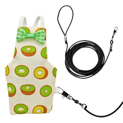 Bird Diaper Reusable Washable Pet Parrot Suit | Bird Traction Rope for Macaws Sparrow Parakeet Lovebird Conures Cockatiels - color: kiwi