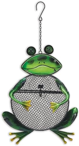 Sunset Vista Designs for The Birds Stained Glass Wire Mesh Birdfeeder, Animal Shaped, Frog - color: Green