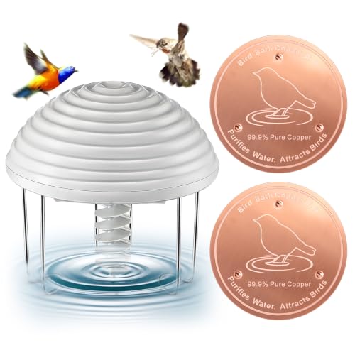 Bird Bath Water Agitator with 2 Round 99.99% Pure Copper Disk, Battery Powered Bird Bath Circulator, Quiet Waterproof Mover Keeps Water Fresh for All Season Use (Gray Spiral) - style: Gray Spiral