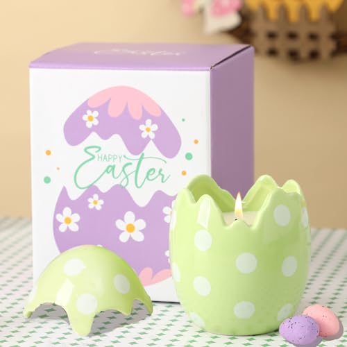 KORMMCO Easter Egg Candle, Vanilla Scented, Green, 8.5oz - color: Green
