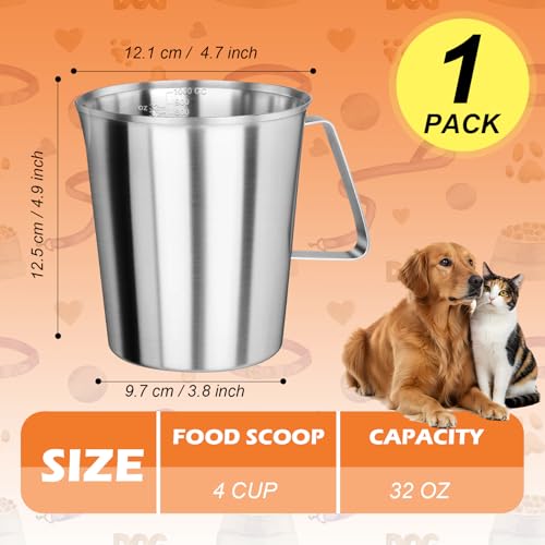4Cup Dog Food Scoop Stainless Steel Dog Food Measuring Scoop,4 Cup Scoop for Cat or Bird Foods - size: 4 Cup