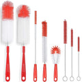 ALINK 8-Pack Red Bottle Brush Cleaner Set - Long Cleaning Brush for Narrow Neck Wine/Beer Bottles, Thermos, Hummingbird Feeder, Spout, Lids and Straws - color: Red