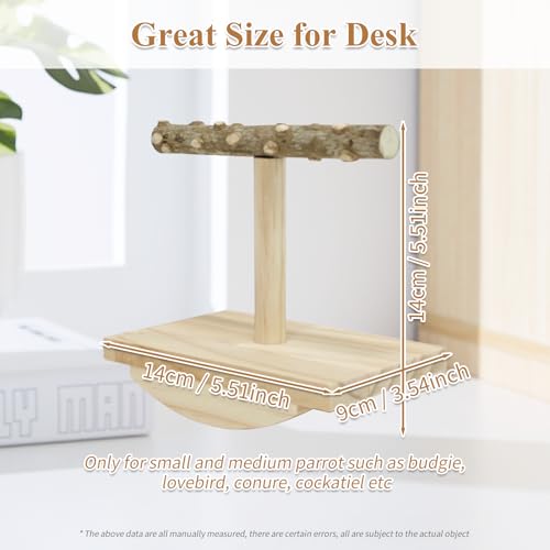 Natural Wood Bird Perch Stand, Rocking Perch for Bird Stand Swing (Small) | Intelligence Puzzle Training Wood Parrot Tumbler Toy,Playstand Birds Accessories for Parakeets,Cockatiels,Budgies,Conures - size: Small