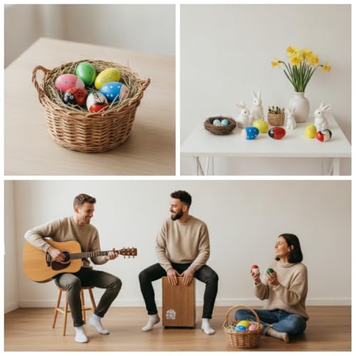 Musfunny Egg Shakers Percussion Instruments: 6Pcs Wooden Maracas | Hand Percussion Egg Shaker, Loud Resonant Sound Musical Instrument for Music Education Parties Classroom Rhythm - color: Colorful