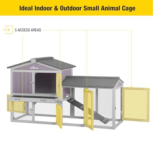 Aivituvin Chicken Coop Outdoor Rabbit Hutch Expandable Indoor Cage for Bunny, Small Chicken, Quail, Duck 57" L