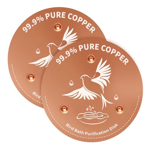 2-Pack 99.9% Pure Copper Bird Bath Purification Disk, 0.6mm Bird Bath Copper Disk with Triple-Point Support, All-Season Copper Plate Copper Disc for Outdoor Bird Bath, Bowl - color: Bird Bath Copper Disk - 2 PACK