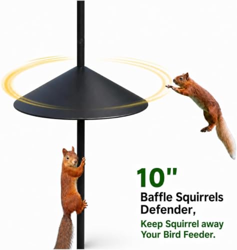Bird Feeder Pole with Squirrel Baffle, 76 Inch Heavy Duty Bird House Pole Stand, 1-Inch Diameter Outdoor Pole Mount for Bird Houses & Hanging Feeders