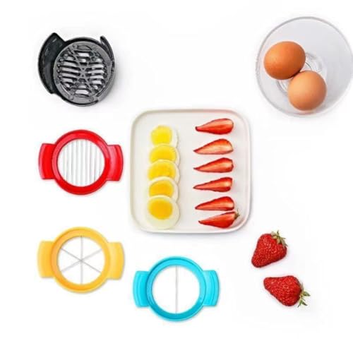 4-in-1 Stainless Steel Egg Slicer for Hard Boiled Eggs, Fruits & More – Effortless Egg Cutter for Salads, Sandwiches, Charcuterie Boards – (Perfect for Strawberries, Bananas, Grapes)