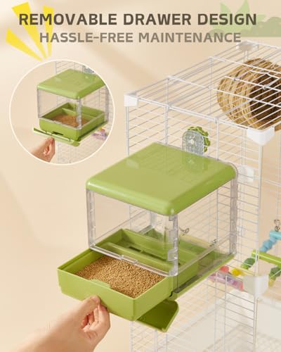septillar Bird Feeder and Bath for Cage, Hanging Bird Bathtub Bath Shower Box Bowl, Bird Cage Accessories Suitable for Small Medium Birds, Parrots, Lovebirds, Finches, Parakeets, Mannikin (Green) - color: Green