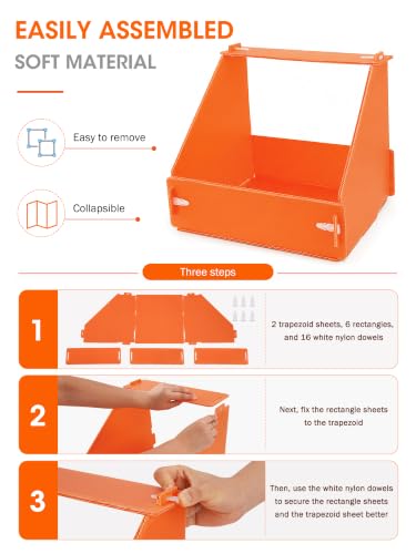Touri 3 Pcs Chicken Nesting Boxes, Durable | for Laying Eggs for Hens Ducks and Poultry, Orange - color: Orange-3 pack