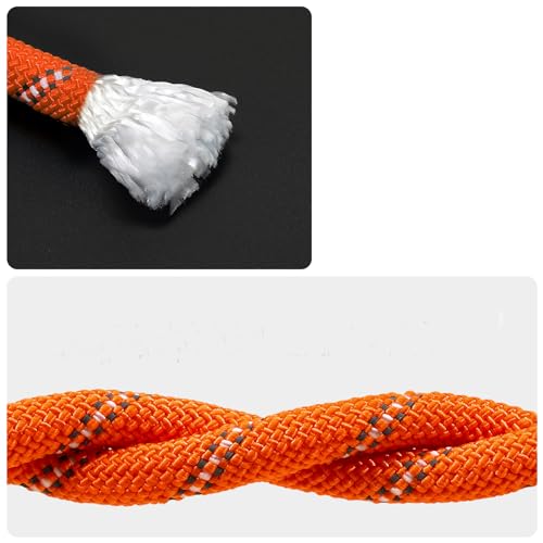 Climbing Rope, Waterproof Anti-Freezing Static Rope, Reflective, Floating, for Climbing, Arborist, Rappelling, Swing, Boating, Marine, Rafting and Caving - color: Orange, size: 1/2" x 65'