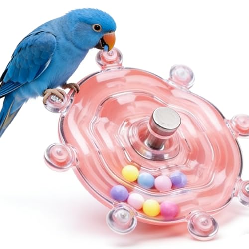 Spinning Bird-Toys Bird Cage Toys & Bird Perch Parrot-Parakeet Budgie Cockatiel Conure Macaw Chicken Parrot Enrichment Cage Accessories Small Animal Chewing Toy (Pink Wheel) - color: Pink Wheel