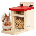 Squirrel Feeders for Outside Garden, Wooden Squirrel Feeder Box,Squirrel Feeding Stations with Green Cover, Easy to FillSquirrel Feeding House(Red-1pk) - color: Red