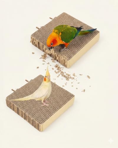 2-Pack 7.9 Inch Bird Platform Perch | Foraging & Shredding Toy for Parakeets Cockatiels Conures | Chewable Cardboard Perch Stand for Small Parrots Cage
