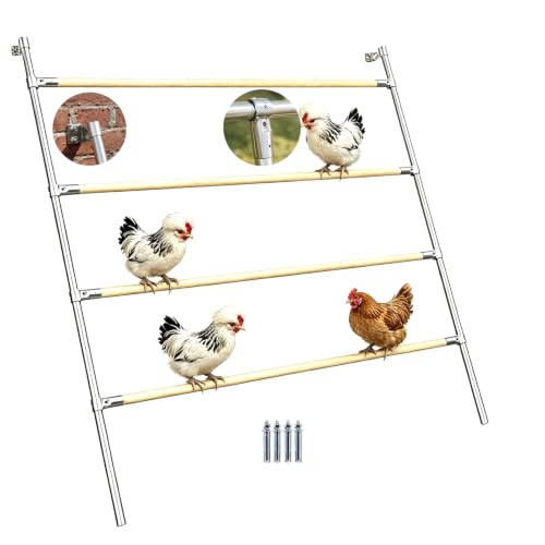 Chicken Perch Roosting Bars for Chickens in Coop, Can Be Mounted on Wall or Chicken Cage, Adjustable Height & Spacing 4-Tier, Large Chicken Roost for Backyard Poultry (Upgraded Version)