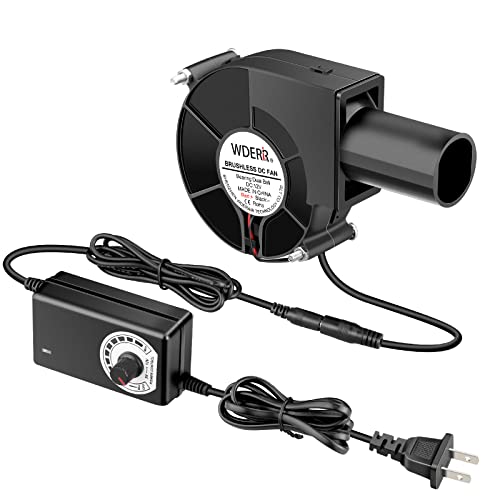 9733 Small Centrifugal BBQ Blower Fan with Variable Controller | 120V–240V AC power plug, for camp,grill,wood stoves,furnace,forge fire bellows and charcoal starter projects - size: 9733-AC Control