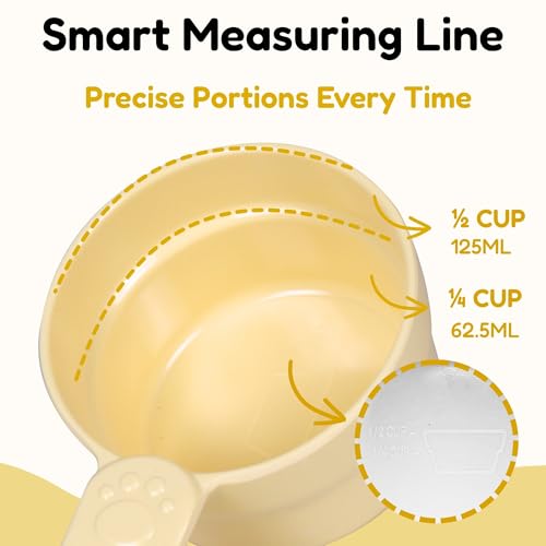 1/2 Cup Dog Food Scoop, Extra Long Handle Sturdy Melamine Pet Food Measuring Scoop with Clear Marking Lines, BPA-Free, Shatterproof, Dishwasher Safe (Butter Yellow, 1/2 Cup) - color: Butter Yellow, size: 1/2 Cup