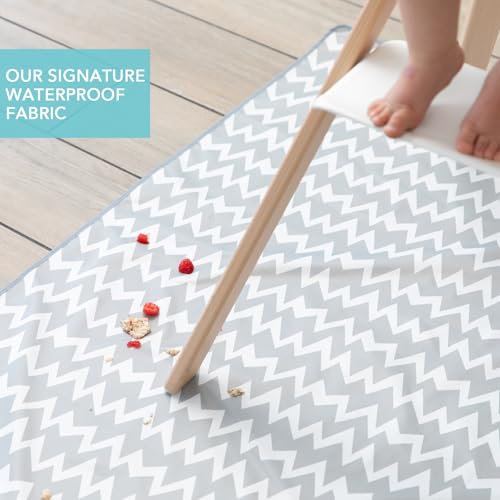 Bumkins Baby Splat Mat for Under High Chair, Babies Toddlers Eating Mess Mat, Waterproof Reusable Cloth for Arts and Crafts, Playtime Mat for Kids, Floors or Tables, Fabric 42inx42in, Gray Chevron - color: A4 Gray Chevron