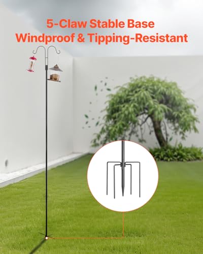 VEVOR Double Shepherds Hooks for Outdoor, 8 Pack 92 Inch Heavy Duty Bird Feeder Pole, 3/4 Inch Thick Garden Hooks for Hanging Hummingbird Feeder, Plant Baskets, Solar Light Lanterns,Wind Chimes