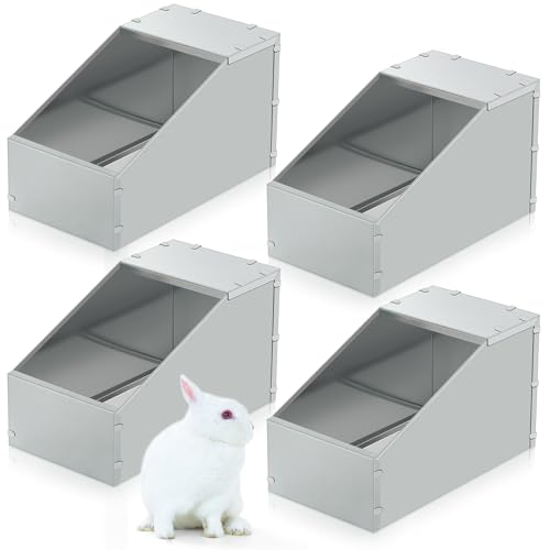 Maxcheck 4 Pcs Galvanized Metal Rabbit Nesting Box Bunny Small Animal Nest with Removable Acrylic Floor Durable Easy to Clean for Indoor Outdoor Use Rabbit Supplies (18.5 * 10.6 * 10 Inch) - size: 18.5"L x 10.6"W x 10"H