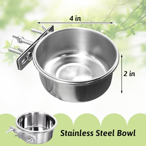 Tfwadmx 8 Pcs Bird Feeding Dish Cups,Parrot Food Bowl Clamp Holder Coop Cup Bird Cage Water Bowl for Parakeet African Greys Conure Cockatiels Lovebird Budgie Chinchilla