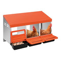 VEVOR Chicken Nesting Boxes, 3 Compartments, Metal Egg Laying Boxes with Protective Collection Lids, Roll Out Nesting Box, Easy to Assemble, Ideal for Hens, Ducks, Chickens, and Other Poultry, Orange - size: 31.3"L x 20.6"W x 18.7"H