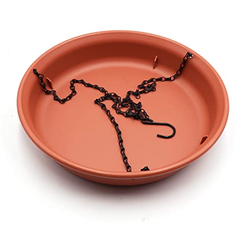 12 Inch Hanging Bird Bath and Feeder With Hook and Chain for Outdoor Garden Yard Patio