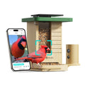 Smart Bird Feeder with Camera Solar Powered, Slow-Motion Video & Night Insight, AI Identify 6000+ Species Lifetime Free, Ideal for Outdoors Bird Watching & Gifts for BirdLovers, Wood | Fir Wood, No Subscription, Live Stream, Night Insight, 1080P, AI Bird