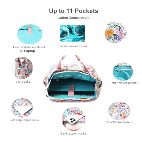 Diaper Tote Bag Totepack Backpack Crossbody Bag 3 in 1 for Women Laptop Backpack Multifunctional with Insulated Pockets - color: A Pink