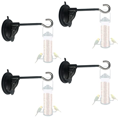 4 Pack Window Suction Cup Bird Feeder Hanger for Bird Feeders and Wind Chimes and Plant, Bird Feeder Hook with Strong Suction Cup, Using the Glue Drop Process- no Feeder and Wind Chimes and Plant