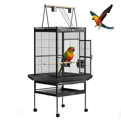 Garvee 68" h Large Bird Cage, Rolling Play Top Parakeet Cage, Big Bird Cages for Parrots, Parakeets, Cockatiels, Conures, Budgie, Lovebird