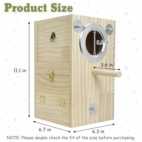 kathson Bird Nesting Box Wooden Parakeet Nesting Box Parrots Breeding Mating House Wood Bird Aviary Budgie Cage Accessories for Cockatiel Finch Lovebirds Conure
