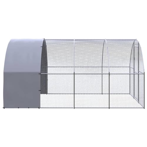 Galvanized Steel Chicken Coop 9.8x13.1x6.6 ft Large Outdoor Poultry Enclosure with Polyethylene Roof for Hens Ducks - color: Original-A, size: 9.8"L x 13.1"W x 6.6"H