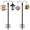 Shepherds Hooks for Outdoor, 2-Pack 92 Inch Heavy Duty Bird Feeder Pole, Garden Pole for Hanging Plants, Lantern, Hummingbird Feeder, Hanging Plant Stand with 5 Base Prongs - size: 92 INCH, style: Style D