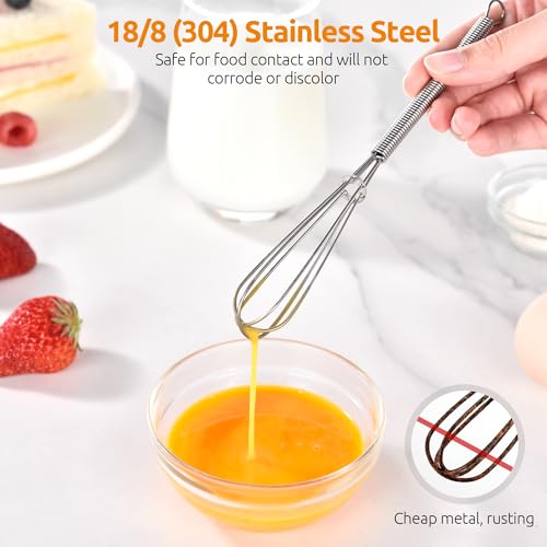 U-Taste 600ºF Heat Resistant 13.6in Solid & Slotted Thick Kitchen Silicone Turners (Black) and 18/8 Stainless Steel 7" Mini Whisk for Cooking