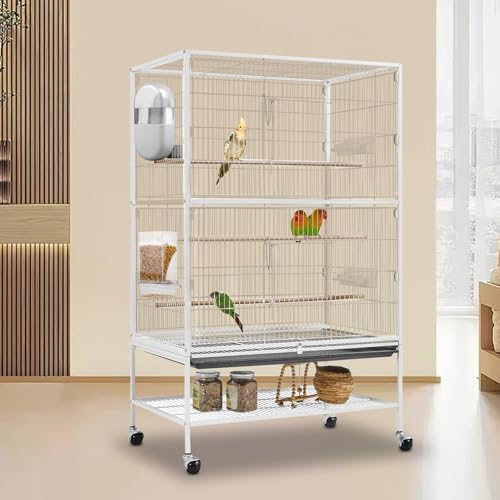 Lemtrflo No Mess Bird Feeder Water Dispenser, Parrot Cage Automatic Feeders | Automatic Feeding & Hydration, Parakeet Cage Accessories for Parrots, Cockatiels, Finches, Lovebirds & Budgies - color: Gray