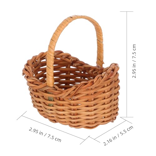 Totority Mini Rattan Basket Set of 4, Handwoven Baskets for Crafts | Set of 4 Light Brown Rattan Mini Baskets with Handwoven Design for Crafts, Dollhouse Scenes, Weddings and Rustic Decorations