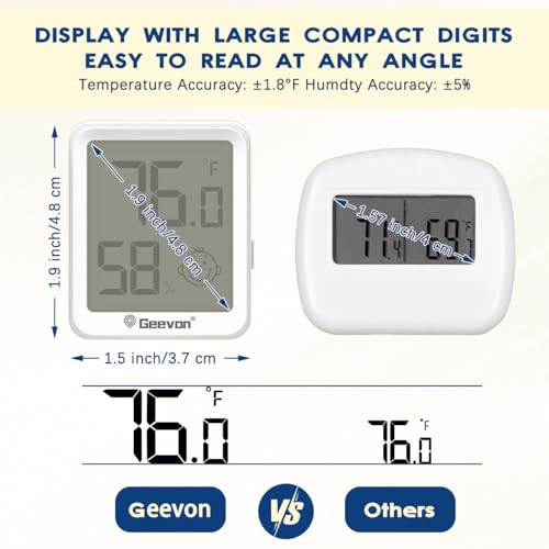 Geevon 4 Pack Mini Digital Hygrometer Gauge Indoor Thermometer – LCD Monitor Temperature with Comfort Index,Outdoor Humidity Meter for Home House Office Garden and Cellar - size: 4 pack, style: Modern