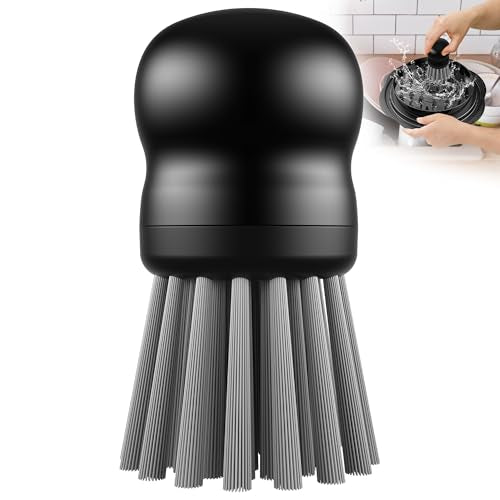 Mini Dish Brush for Cleaning Chicken Shredder, Long Bristles, 1Pack, Black | Palm Brush Dish Scrubber with Ergonomic Grip, Long-lasting Nylon Bristles, Kitchen Brush for Washing Dishes, Pans, Pots, Sink - color: Black