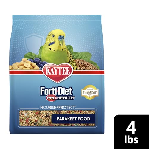 Kaytee Forti-Diet Pro Health Nourish+Protect Parakeet Food, 4 Pounds | Balanced digestion daily. Parakeet seed with superfoods. Prebiotics, probiotics, small bird food - size: 64 Ounce (Pack of 1)