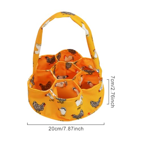 Egg Collecting Basket – 7 Pouches Large Chicken Egg Gathering Basket, Machine Washable Egg Collection Carrier Bag for Duck, Goose, Quail Fresh Eggs, Farm & Home Use - color: Orange