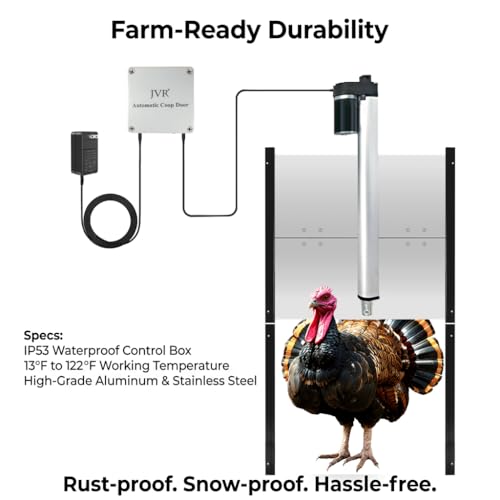 JVR WiFi Turkey Coop Door, App & Alexa Control, Anti-Pinch, 22 x 23 in