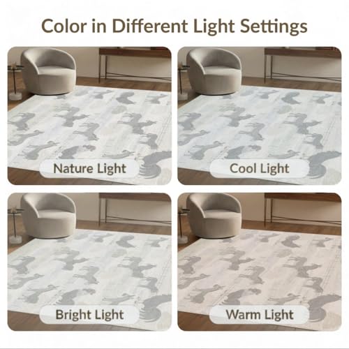 8'x10' Washable Flatwoven Rug, Light Grey Farmhouse Rooster Stain Resistant Extra Large Carpet Non-Slip Chair-Friendly Mat for Dining Room, Large Office, Lounge | Ref:2031774 - color: Grey/Pattern 9, size: 8' x 10' (Rectangular)
