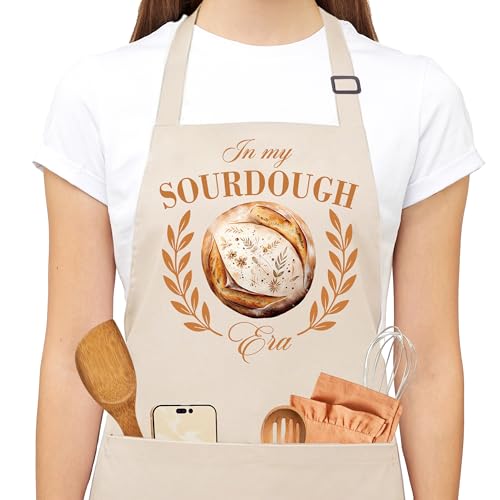 In My Sourdough Era Apron for Women with Deep Pockets - Funny Bakers Apron, Unique Sourdough Gifts for Women & Bread Bakers, Adjustable Kitchen Apron for Mom, Mother’s Day Baking Gift - B03 - color: In My Sourdough Era 1