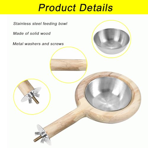 ASOCEA Adjustable Bird Harness and Leash, 2 Pack Bird Food Stainless Steel Cups for Yellow Naped Amazons Galah Cockatoos Small to Medium Breed Parrots Fits Birds Chest