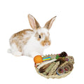 Super Bird Creations SC228 Bunny Foraging Basket - Toss & Chewable Bamboo Plate w/ 25 Engaging Toys - Ideal for Rabbits Hamsters Cockatiel Parrot - Bundle Toys for Medium Birds & Small Animals, 9"x9"