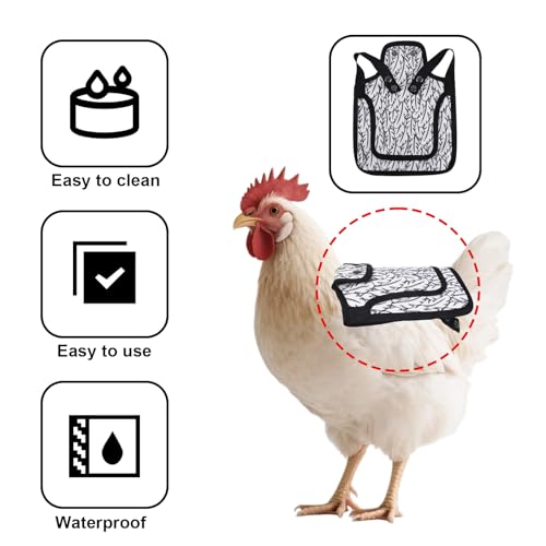 Chicken Saddle for Hens, Comfortable Polyester Hen Apron Waterproof Chicken Back Protector Poultry Feather Protection Vest for Small & Medium Hens Accessories