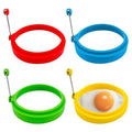 Egg Ring Set, Silicone Egg Ring Molds, Fried Egg Rings and Non-stick Egg Cooker Ring, Multicolor, 4Pack